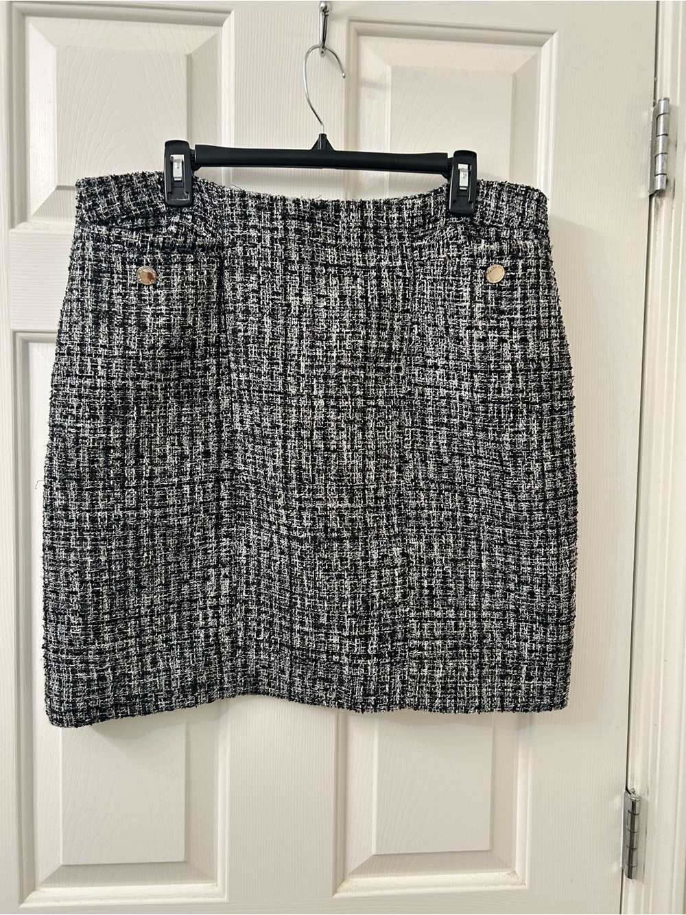 Calvin Klein Black and White Tweed Mini Skirt Size 14